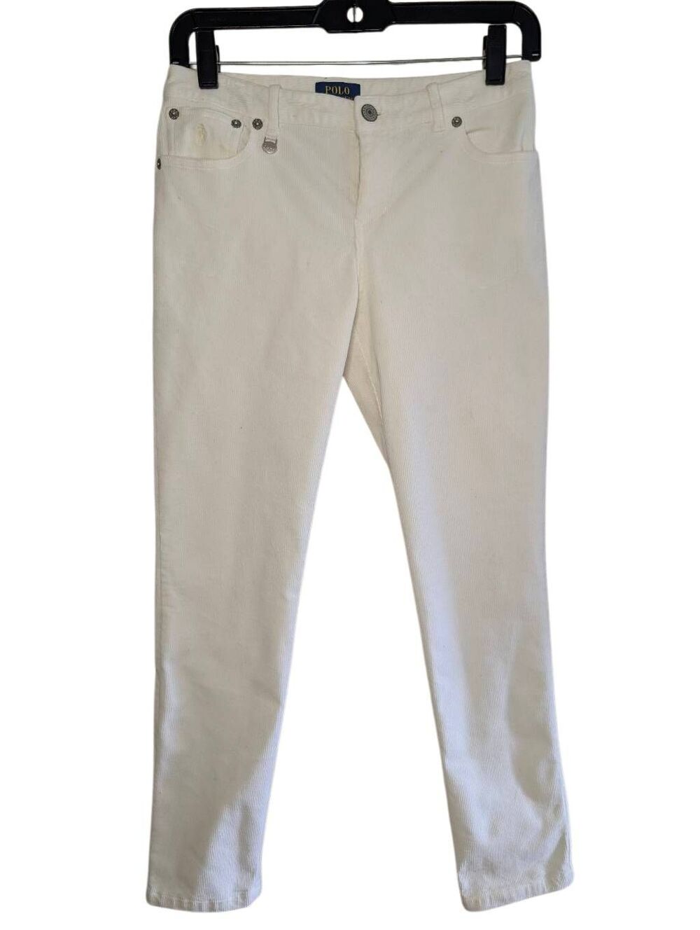 POLO Ralph Lauren Girls Bottoms, White 5 Pocket Corduroy Straight Pants, Sz 14